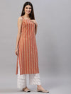 Women Rust Printed Cotton Kurta