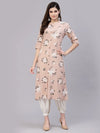 Women's Floral Printed A-Line Kurta-JIOBEIGE-S