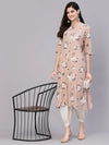 Women's Floral Printed A-Line Kurta-JIOBEIGE-S