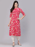 Women's Floral Print Rayon A-Line Kurta-FIONARUBY-S