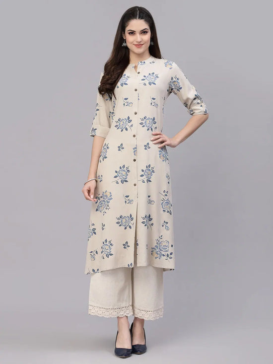 Women's Floral Printed A-Line Kurta-JIOGREY-S