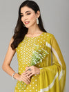 Women's Bandhej Printed A-Line Kurta with Dupatta-CORNKAWA-S