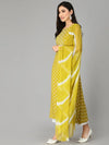 Women's Bandhej Printed A-Line Kurta with Dupatta-CORNKAWA-S