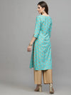 Women's Gold Printed Rayon Straight Kurta-TORUTURQ-S