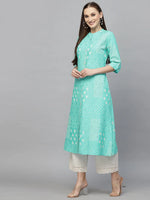 Women's Printed Rayon A-Line Kurta-CELIOTURQ-S