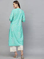 Women's Printed Rayon A-Line Kurta-CELIOTURQ-S