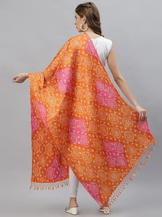 Women's Daily Wear Bandhani Print Silk Blend Dupatta