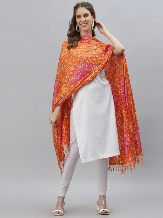 Women's Daily Wear Bandhani Print Silk Blend Dupatta