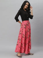 Solid Rayon Shirt Skirt Set