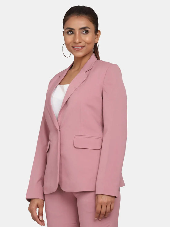 PowerSutra Single Button Stretch Blazer for Women- Pink