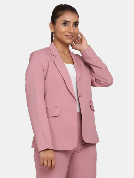 PowerSutra Single Button Stretch Blazer for Women- Pink