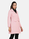 Women Solid Standard Pink Collared Neck Full Sleeve Jacket