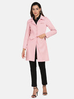 Women Solid Standard Pink Collared Neck Full Sleeve Jacket