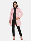 Women Solid Standard Pink Collared Neck Full Sleeve Jacket