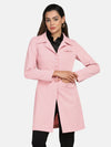 Women Solid Standard Pink Collared Neck Full Sleeve Jacket