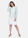 Women Solid Standard Green Full Sleeve Jacket