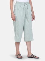 PowerSutra Dot Pattern Cotton Silk Culottes - Sage Green