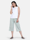 PowerSutra Dot Pattern Cotton Silk Culottes - Sage Green