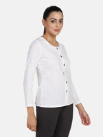 PowerSutra White Comfort Striped Casual Shirt