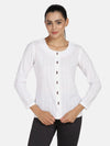 PowerSutra White Comfort Striped Casual Shirt