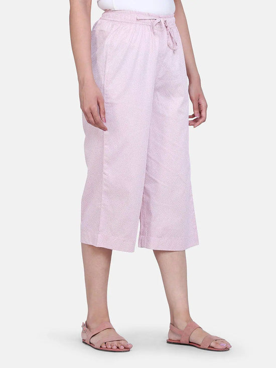 PowerSutra Dot Pattern Cotton Silk Culottes - Baby Pink