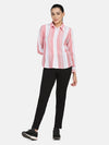 PowerSutra Simple collared shirt - PEACH STRIPES FABRIC