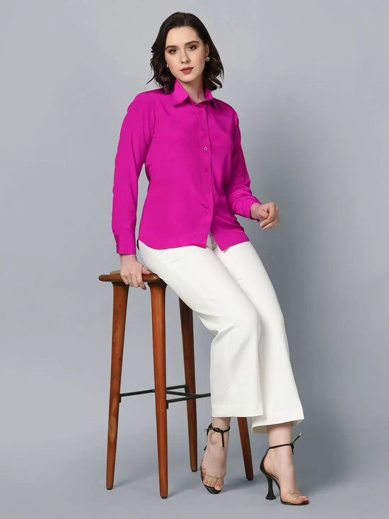 PowerSutra Collared Crepe Shirt- Pink