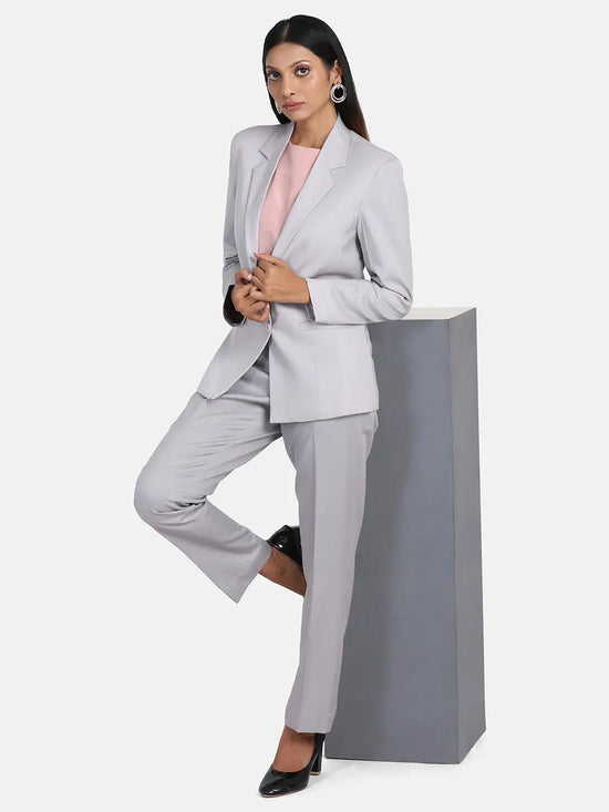 Poly Cotton Pant Suit - Grey