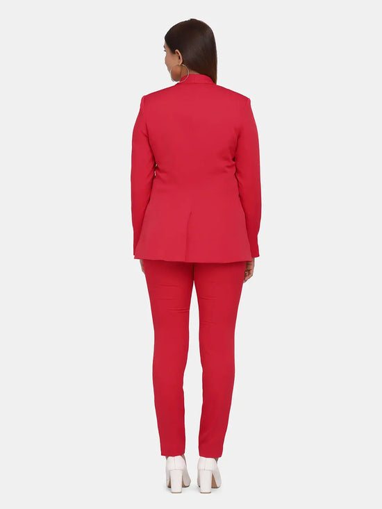 Women's Formal Stretch Pant Suit - Red