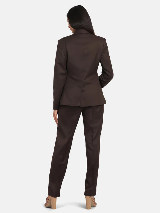 Poly Cotton Pant Suit - Chocolate Brown