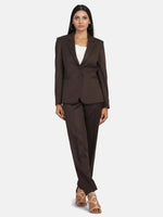 Poly Cotton Pant Suit - Chocolate Brown