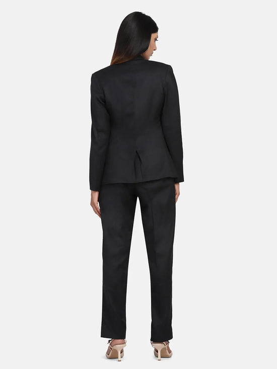 Poly Cotton Pant Suit - Black