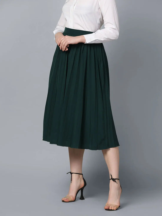 PowerSutra Bottle Green Pleated Skirt