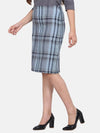 PowerSutra Grey Checkered Straight Cotton Skirt