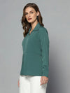 Collared Crepe Top - Green