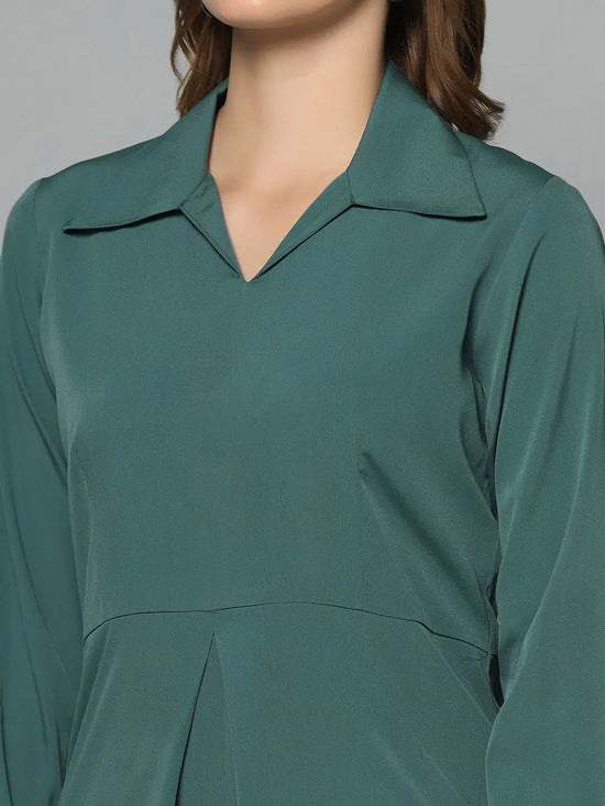 Collared Crepe Top - Green