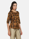 Formal Pure Silk Top - Copper Brown