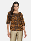 Formal Pure Silk Top - Copper Brown