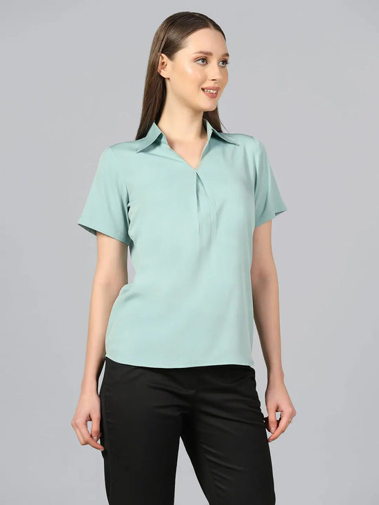 Regular crepe Top: Light blue