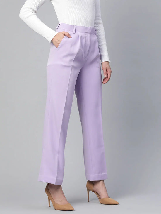 Comfort Fit Stretch Pleated Trouser - Lavender