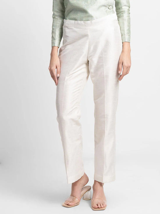 Dupioni Trouser - Creamy White