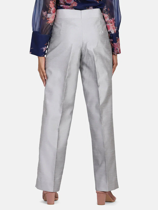 Dupioni Silk Trousers - Silver