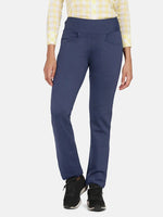 Wide Belt Stretch Trouser - Navy Blue