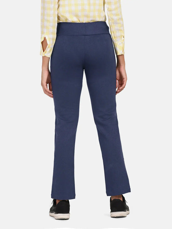 Wide Belt Stretch Trouser - Navy Blue