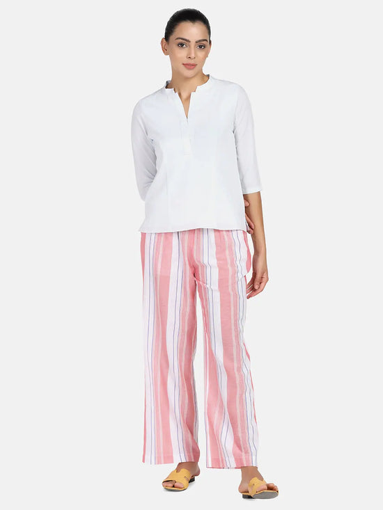 Striped Cotton Pyjama - Peach