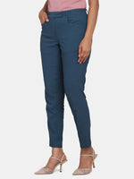 Toko Twill Formal Trousers for Women- Teal Blue