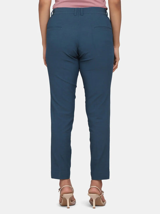 Toko Twill Formal Trousers for Women- Teal Blue