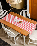 Pizzeria Red Gingham Checks 96 'X 14" 8  Seater Runner