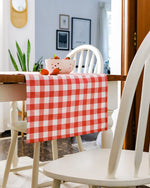 Pizzeria Red Gingham Checks 80 'X 14" 6  Seater Runner