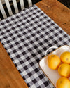 Bed & Breakfast Black Gingham Checks 80 'X 14" 6  Seater Runner